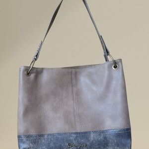 Wrangler Two-Tone Shoulder Bag in Gray and Blue